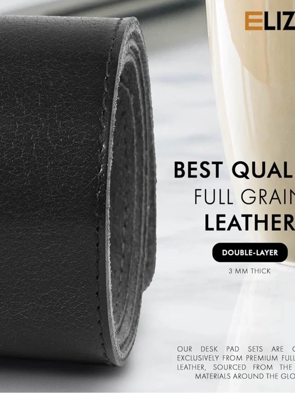 Genuine Leather Desk Pad - Sleek Home Office Desk Protector Black